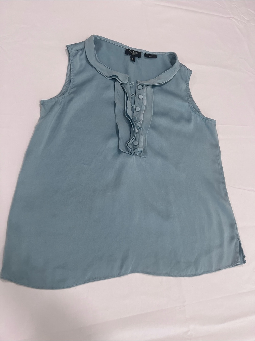 Talbots Sleeveless Ruffle-Trim Blouse - Dusty Blueberry